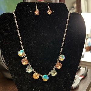Paparazzi iridescent oil spill necklace and earrings